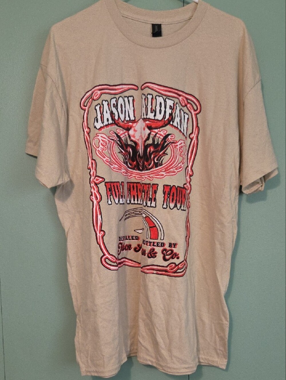 Jason Aldean Beige Graphic Tour T-Shirt The Full Throttle Tour Size Xl - Picture 3 of 6